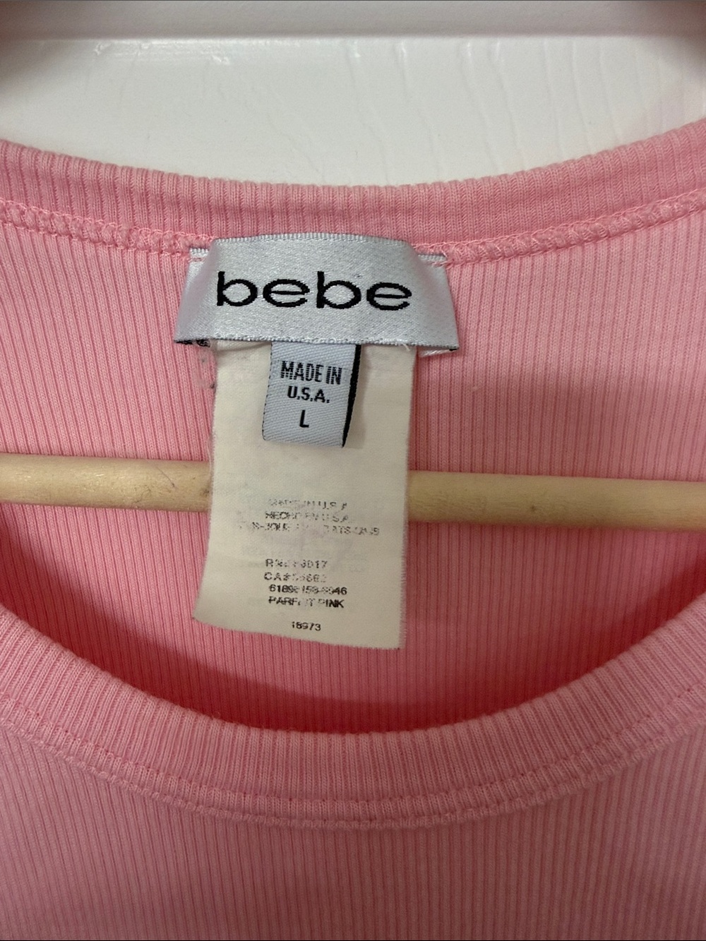 bebe Pink Ribbed Tank with Crystal Logo - Picture 2 of 2